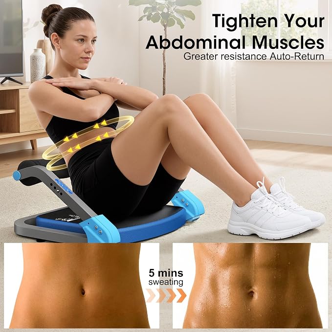 Ab Machine Ab Trainer - Sit Up Exercise Equipment& Core Machine, 4 Level Adjustable Resistance, Foldable Ab Crunch Machine for Home Gym Stomach Workouts