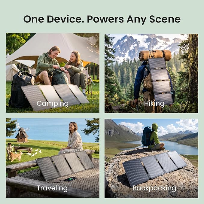 45W Solar Panel Charger with Dual USB-C and USB-A,25.4% High Efficiency Foldable Solar Panel Charger,IP68 Waterproof Portable Solar Charger for Camping,Backpacking,Hiking,Phones,Power Bank