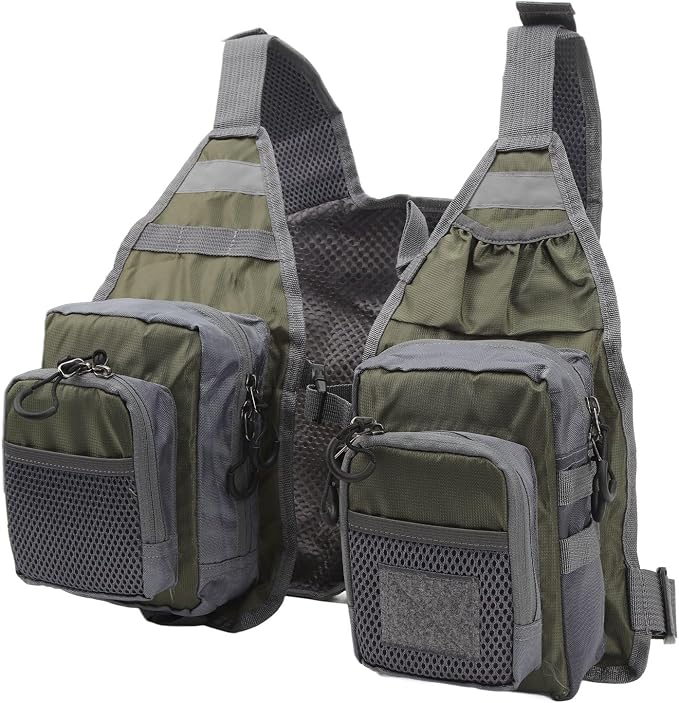 Fly Fishing Vest, Multi Pockets Lightweight Mesh Vest with Adjustable Straps for Men and Women, Breathable Fishing Gear for Trout Travel