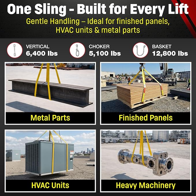 DD Sling (USA Made) 1" & 2" Widths by 4' to 30' Lengths In Listing, 2 Ply, Endless Nylon Lifting Slings, 6,400 lbs Vert, 5,100 lbs Choker, 12,800 lbs Basket (1"x12')