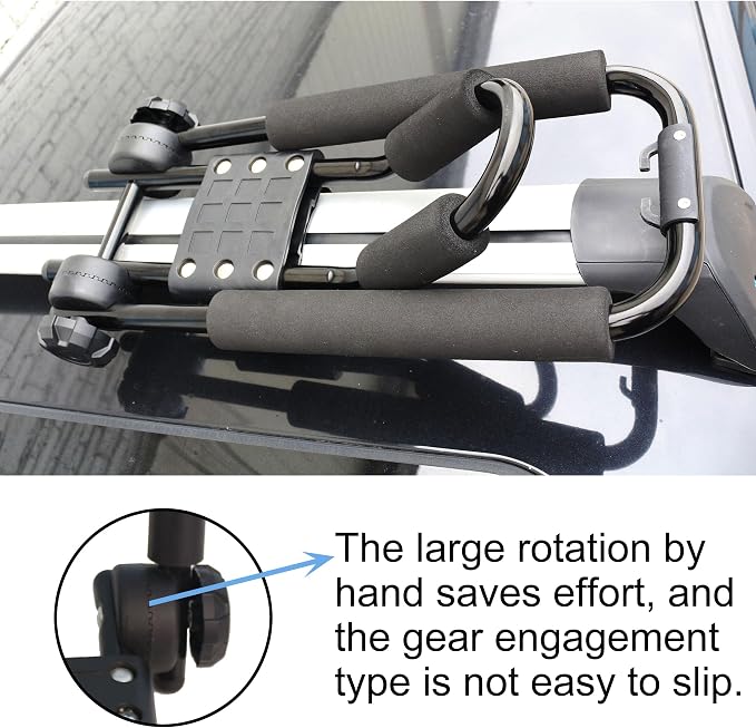 Folding Kayak Roof Rack J-Bar Adjustable | For Kayak/Canoe/SUP, Roof Mounting, Fits SUV/Car/Truck Crossbars(23-krf-1 )