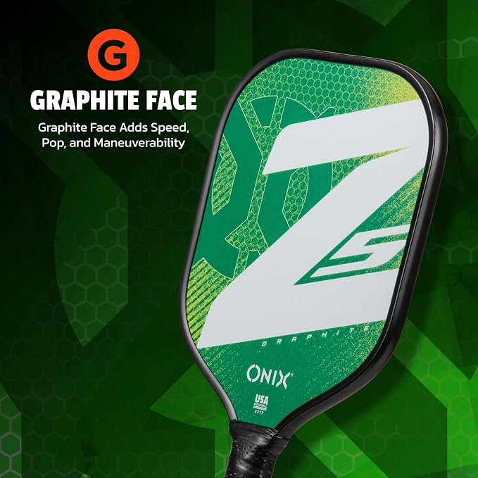 Onix Graphite MOD Z5 Carbon Fiber Pickleball Paddle with Wide-Body Shape. Honeycomb Core, Graphite Face & Cushion Comfort Pickleball Paddle Grip