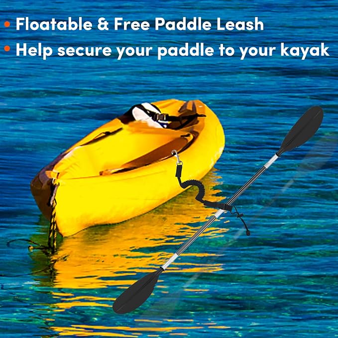 Kayak Paddle,88in 4 Pieces Boat Oars Kayak Paddles,Heavy Duty Aluminum Alloy Shaft Float Lightweight Detachable Adjustable Fishing Kayak Paddle for Adults with Paddle Leash(8 Color ，1Pack,2Pack)