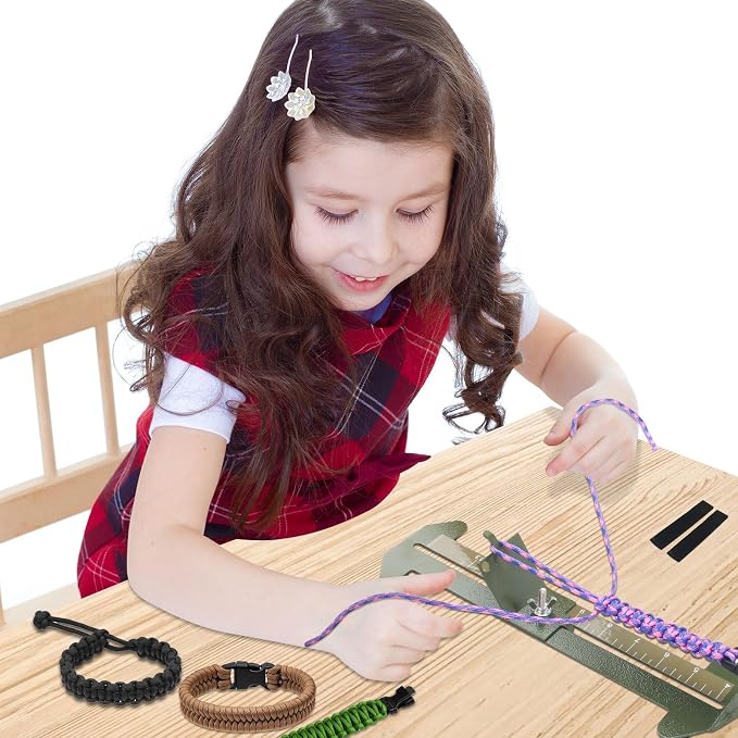 Catcan 2 in 1 Paracord Bracelet Jig, Paracord Bracelet Making Kit, Adjustable Length DIY Craft Monkey Fist Jig Tools 4" to 13" with Free Cord and Buckles