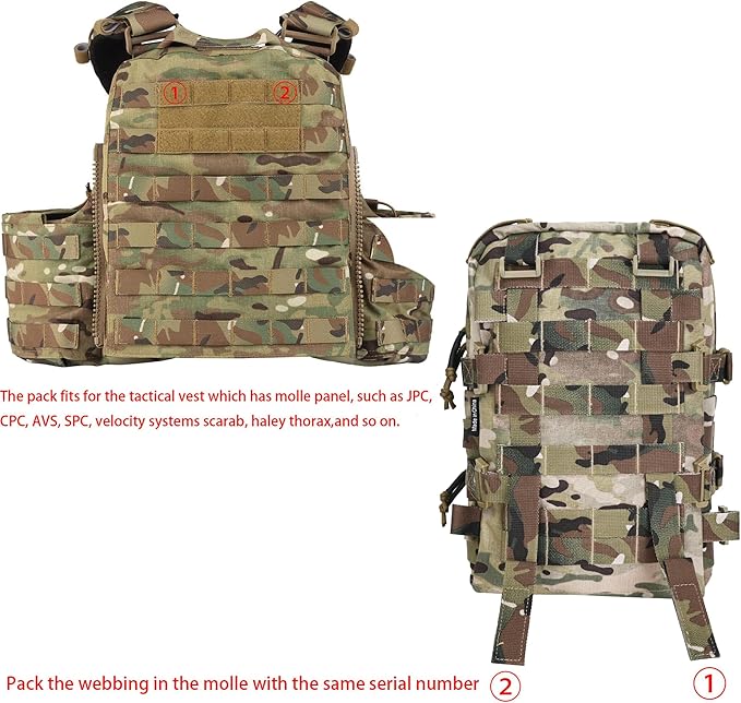 Tactical Mini Molle Hydration Pack,Molle Hydration Carrier with IFAK Pouch&US Flag&Med Patch,Hydropack for 2L Water Bladder