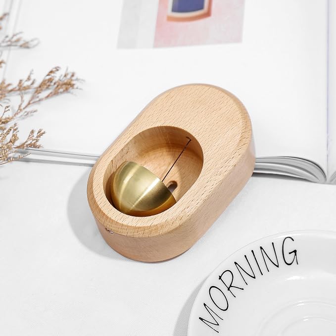 Shopkeepers Bell - Magnetic Attached Doorbell for Door Opening - Unique Office Ornament and Hanging Decoration for Business Entrance, Fridge Sticker and Barn Door (Clock-Shaped-Beechwood)