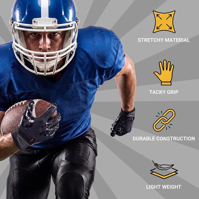 Football Gloves for Youth and Adult Men,Sticky Adhesive Palms Receiver Gloves,Grip Boost Flag Football Accessories Gifts for Family and Friends