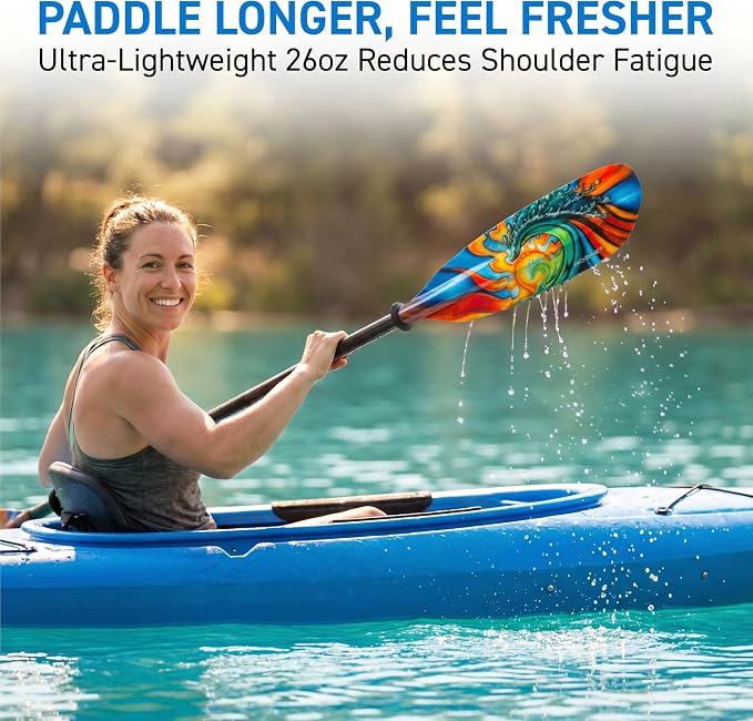 Hornet Watersports Fiberglass Kayak Paddle for Adults- Ideal for Touring, Fishing and Boating- 90.5 inches / 230CM Adjustable with Carbon Fiber Shaft- Kayak Oars Kayaking Equipment