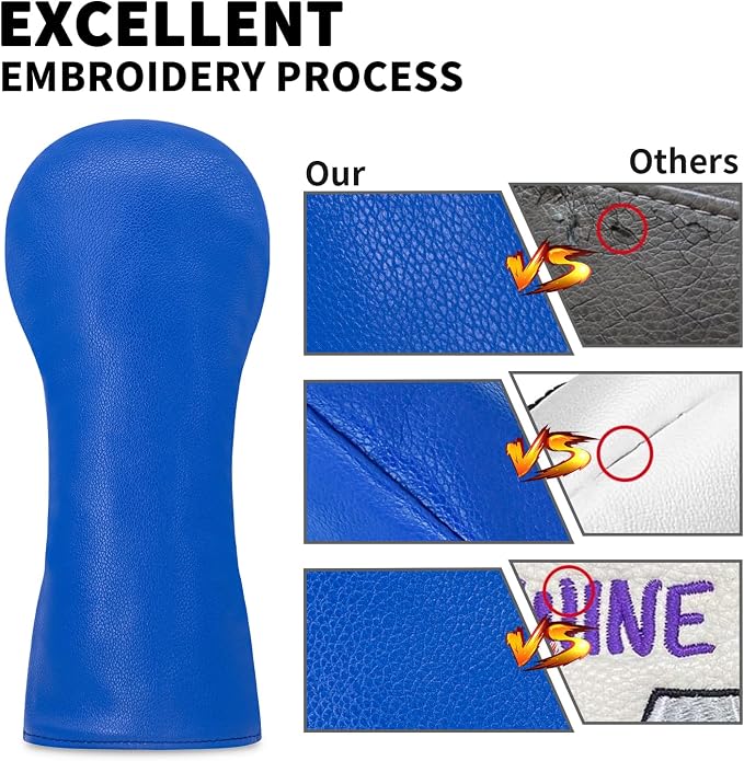 Golf Accessories Golf Club Covers for Driver, Fairway, Hybrids - Golf Driver Headcover/Golf Fairway Wood Head Cover/Hybrid Headcover for Men/Women Golfer