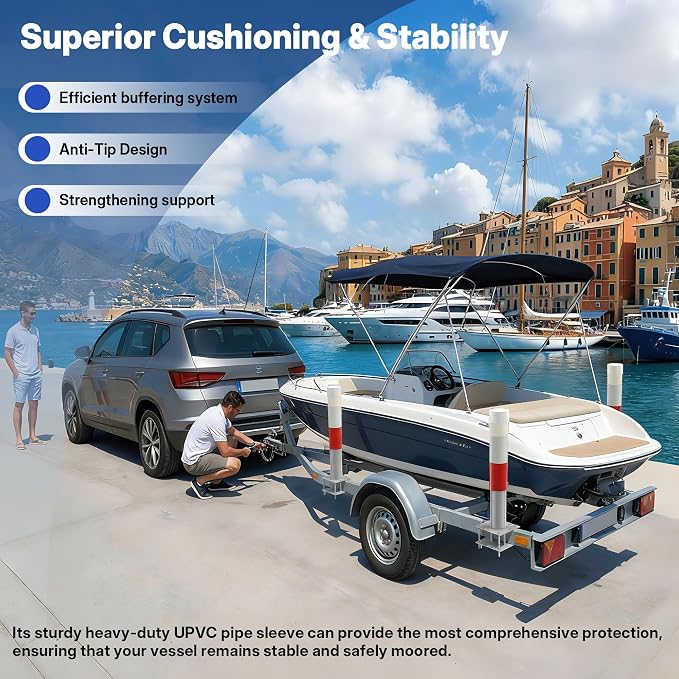 2pack Pontoon Boat Trailer Guides Poles Kits 17" Boat Trailer Guide Poles with Reflective Strip, Steel + UPVC Sleeve Heavy Duty Boat Trailer Parts & Accessories