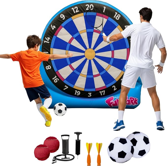 Flybar Inflatable Giant Dartboard Game for Kids & Adults, Backyard Lawn Game Set, Outdoor Play for Family Parties, Camping & Field Day Activities, Set, Quick Setup, Inflates in Minutes, Ages 6+