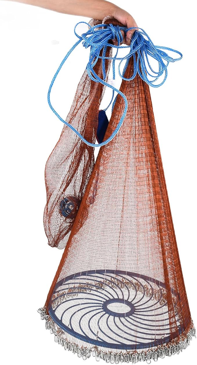 Alvinlite Cast Net for Bait Trap Fish 8ft 10ft 12ft 14ft 16ft Radius Fishing Cast Net Throw Cast Net with Heavy Duty Zinc Sinker for Freshwater and Saltwater