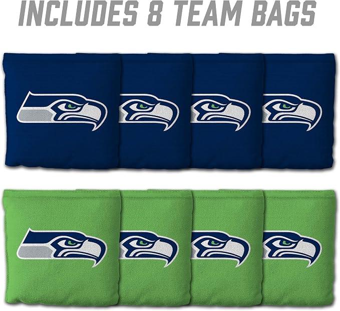 YouTheFan Officially-licensed NFL Set of 8 Cornhole Bags - All Weather Dual Sided Slide & Stop - regulation size