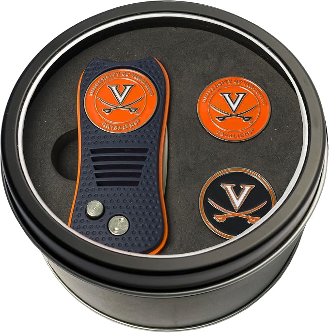 Team Golf NCAA Gift Set Switchblade Divot Tool with 3 Double-Sided Magnetic Ball Markers, Patented Single Prong Design, Causes Less Damage to Greens, Switchblade Mechanism