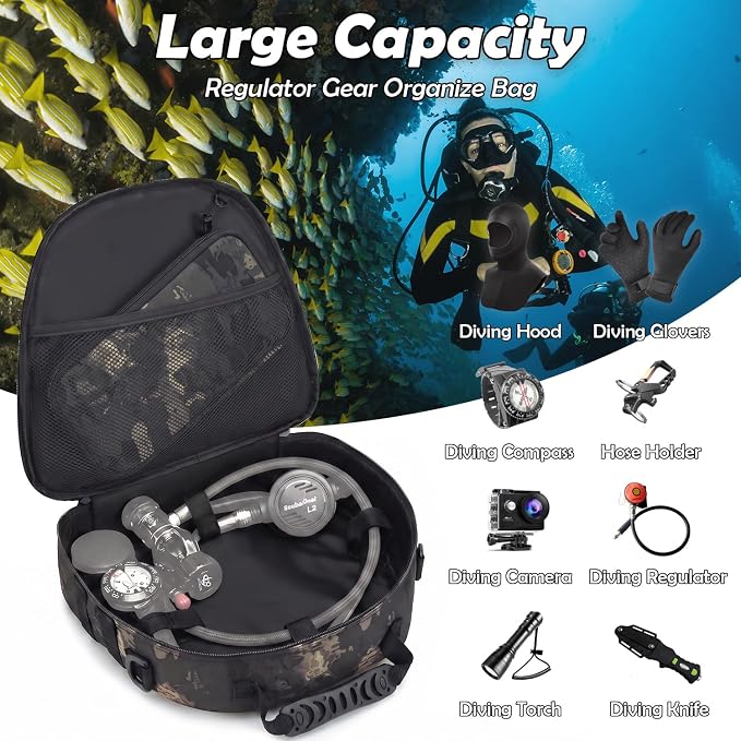 Scuba Regulator Bag - Tactical Style Diving Regulator Protective Bags Protecting and Storage Diving Gear with Adjustable Shoulder Strap