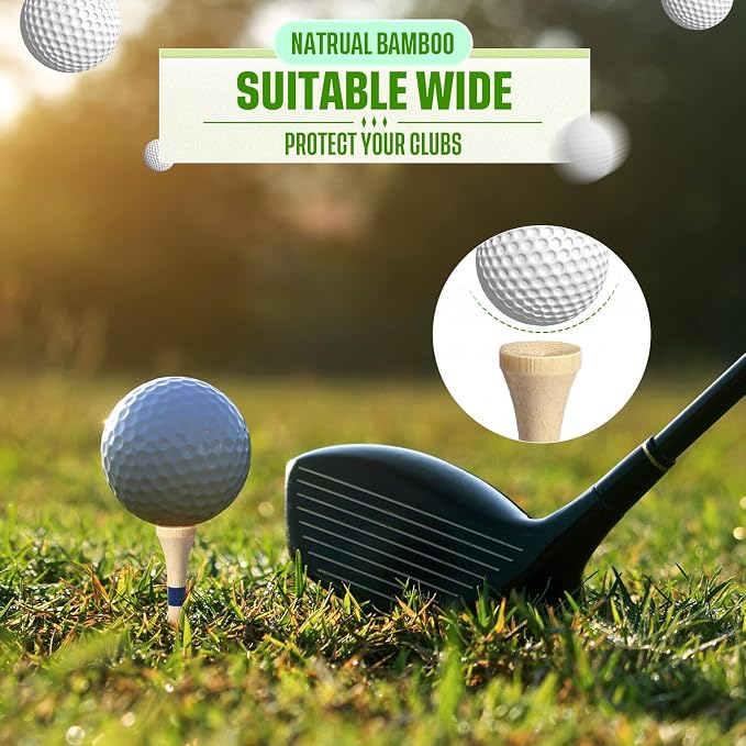 Mudder Golf Tees Bulk Wooden Bamboo Golf Tees Multicolor Wood for Men Balls Accessories