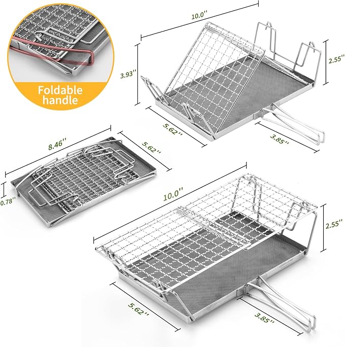 Stainless Steel Collapsible Toaster Foldable Camping Toaster | Food Grade Rustproof & Heat-Resistant Design for Hiking, Picnic and Outdoor RV Camping Kitchen Use