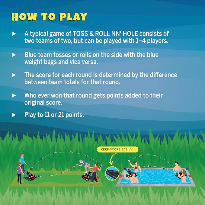 TOSS & ROLL NN' Hole - Portable Cornhole Game for Water or Land | for All Ages