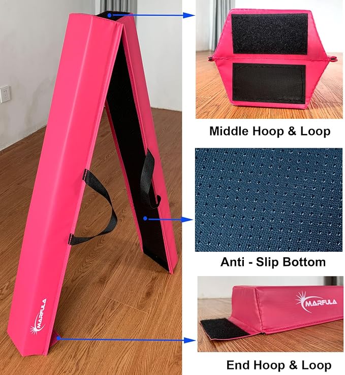MARFULA Balance Beam - Folding Floor Gymnastics Equipment for Kids, Non Slip Base - 6 FT to 10 FT for Home Gym Use