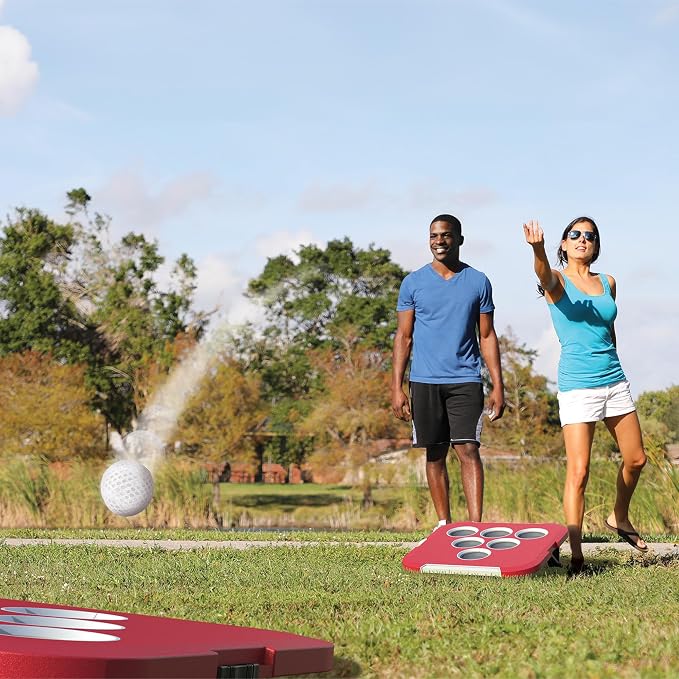 EastPoint Bean Bag Pong Game - 2 All-Weather Cornhole Boards, 4 Bean Bags, Multicolor - Portable Compact Yard Games