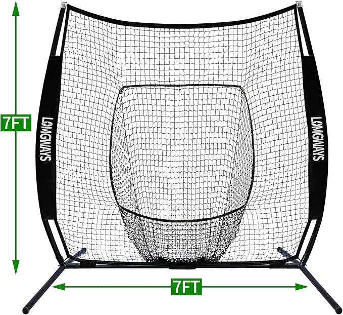 7x7ft/8x8ft Baseball Softball Net with Steel Frame for Batting, Hitting, Pitching, Portable Baseball Batting Net with Carry Bag, Great for All Levels