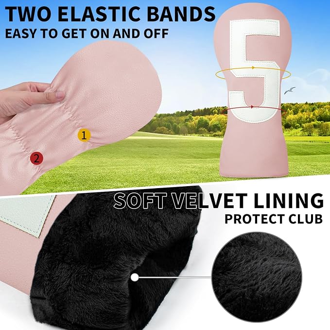 Premium Golf Head Covers - Golf Driver Head Covers, Protects Against Scratches and Damage, Specifically Designed for Fairway Woods.