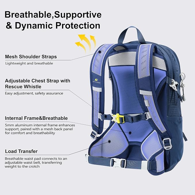 N NEVO RHINO 20L Hiking Internal Frame Backpack for Men Women, Small Travel Backpack Waterproof Backpack with Rain Cover