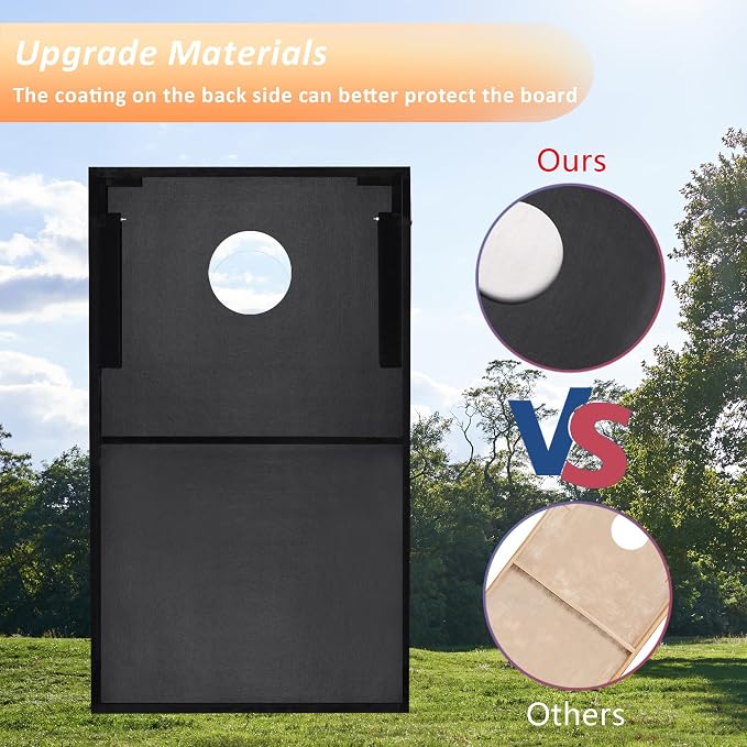 Cornhole Set, Regulation/Tailgate Size Cornhole Boards with 8 Bean Bags and Carrying Case, 4x2/3x2 Corn Hole Outdoor Game Toss Board for Adults Outside Activities
