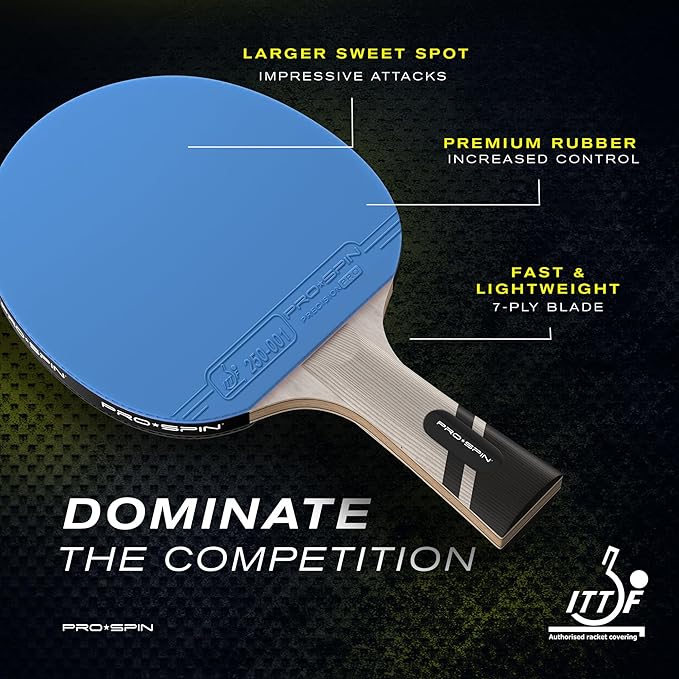 PRO-SPIN Ping Pong Paddles – ITTF Approved Professional Table Tennis Rackets with Carbon Fiber for Superior Control | 7-Ply Blade, Premium Rubber, 2.0mm Sponge