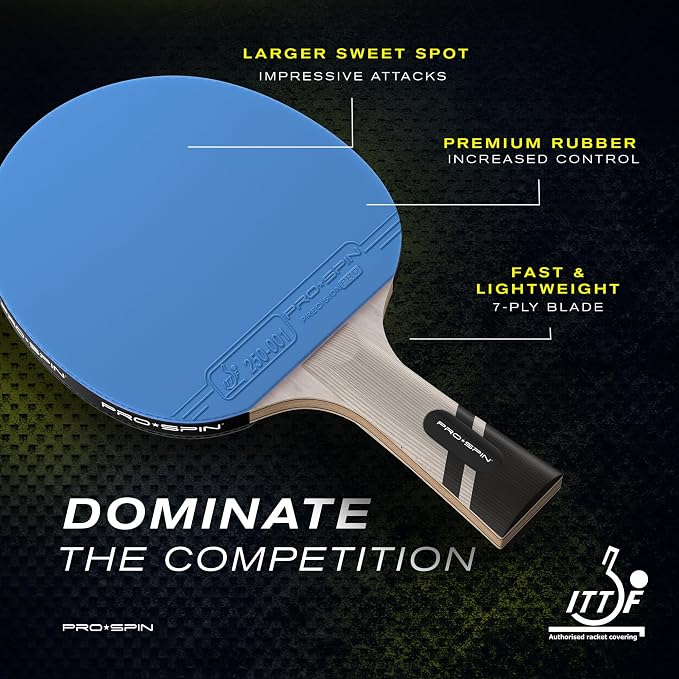 PRO-SPIN Ping Pong Paddles – ITTF Approved Professional Table Tennis Rackets with Carbon Fiber for Superior Control | 7-Ply Blade, Premium Rubber, 2.0mm Sponge