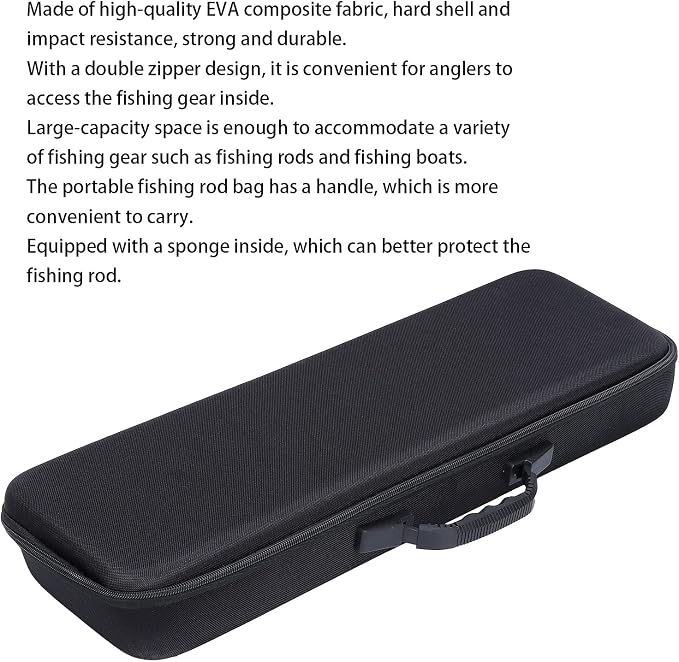 Naroote Fishing Rod Case - Watertight EVA Fishing Pole Case Fishing Rod Bag Fishing Pole Storage Bag with Hard Shell for Fishing Tackle