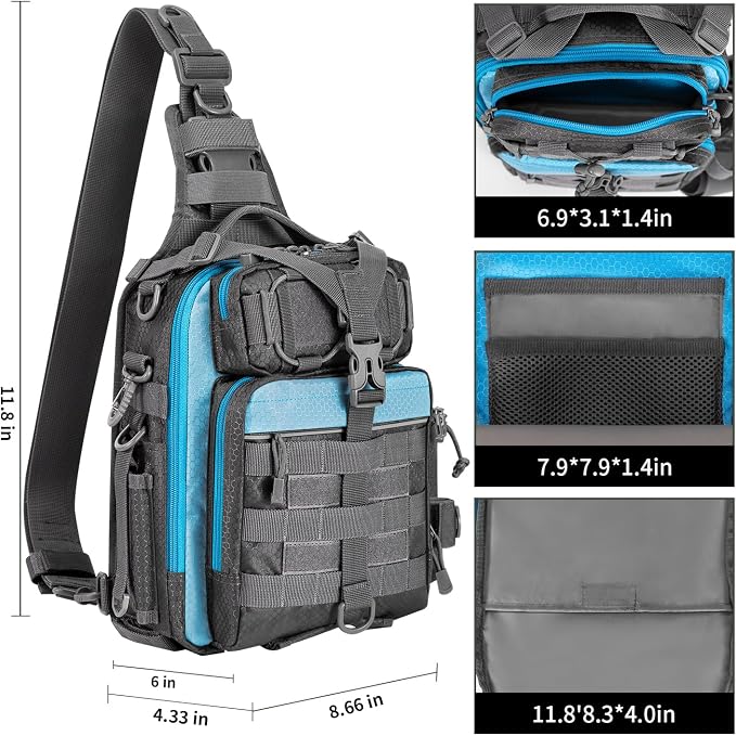 BLISSWILL Outdoor Tackle Bag - Large Water-Resistant Fishing Backpack