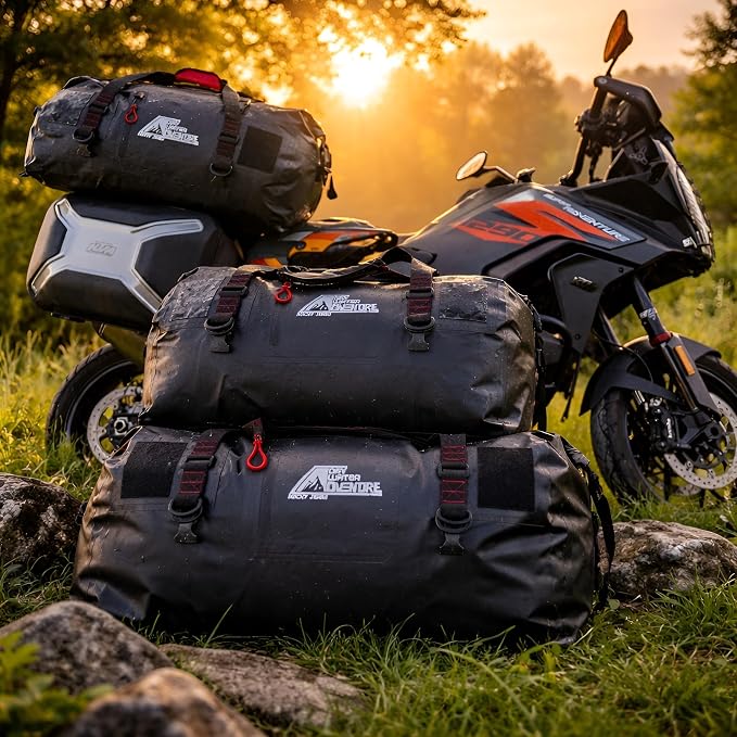 Waterproof Duffel Bag 80L - Marine Grade Dry Bag with Tie Down Straps for Motorcycle Touring, Boating, Camping | Roll Top Seal