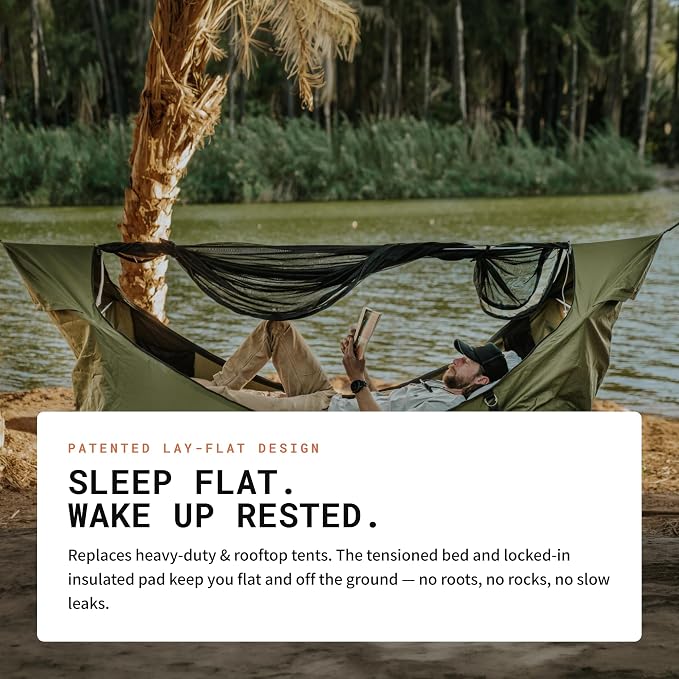 Haven Tents Lay Flat Hammock Tent - Waterproof Camping Hammock with Mosquito Net, Insulated Pad and Rainfly - Haven Tent, Haven XL, Haven Safari