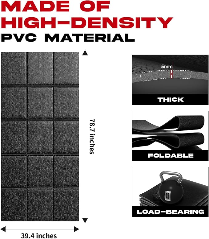 Treadmill Mat – 79" x 39", 0.2" Thick Non-Slip Walking Padl Mat for Carpet Floors & Hardwood, Shock Absorbing Exercise Mat & Under Treadmill Mat for Floor Protection in Home Gym