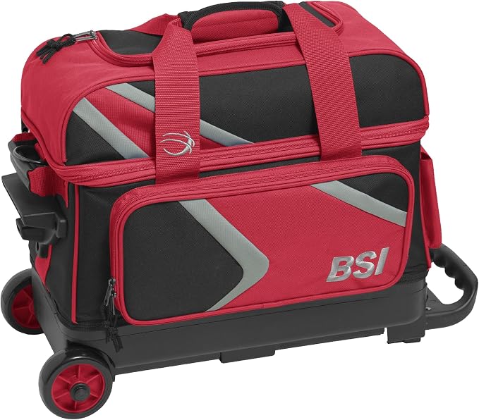BSI Dash Roller Bowling Bag with Smooth Rolling Wheels, Padded Ball Compartment, Retractable Locking Handle, & Shoe Pocket