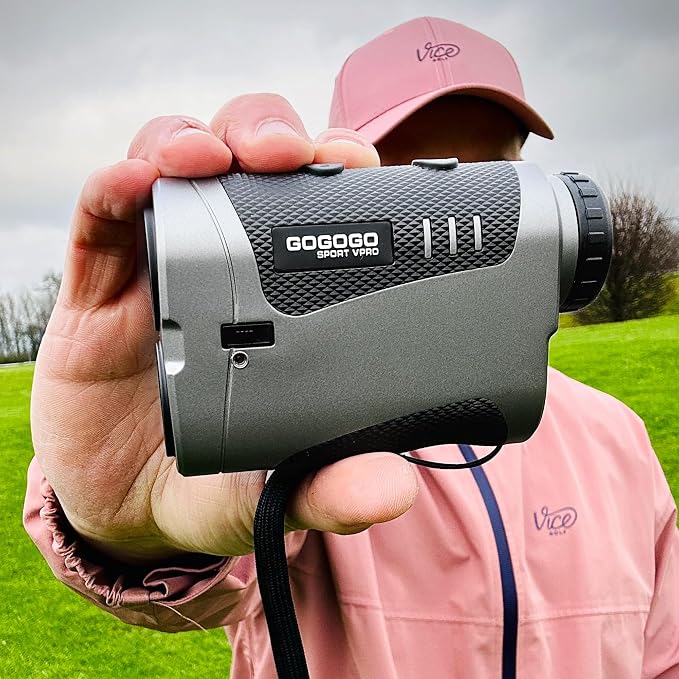 Gogogo Sport Vpro Golf Rangefinder with Slope Switch and Pin Lock Vibration, 1500/2500 yd, 7X Magnification, Magnet Stripe, HD LCD, Rechargeable Range Finders for Hunting, Golf Accessories