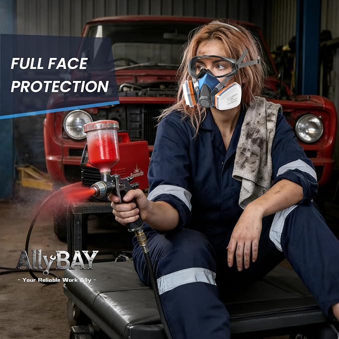 Reusable Respirator Mask with A1 & P2 Filters for Dust,Gas,Painting, Woodworking, Sanding, Construction,Clearning