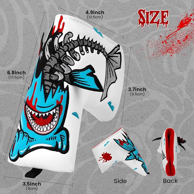 Big Crazy Golf Head Covers, Golf Club Covers Funny, Driver Headcovers, Golf Club Covers, Fairway Woods Head Covers, Hybrids Headcover, Putter Cover with Soft Lining for Golf Gift Hammerhead Sharks