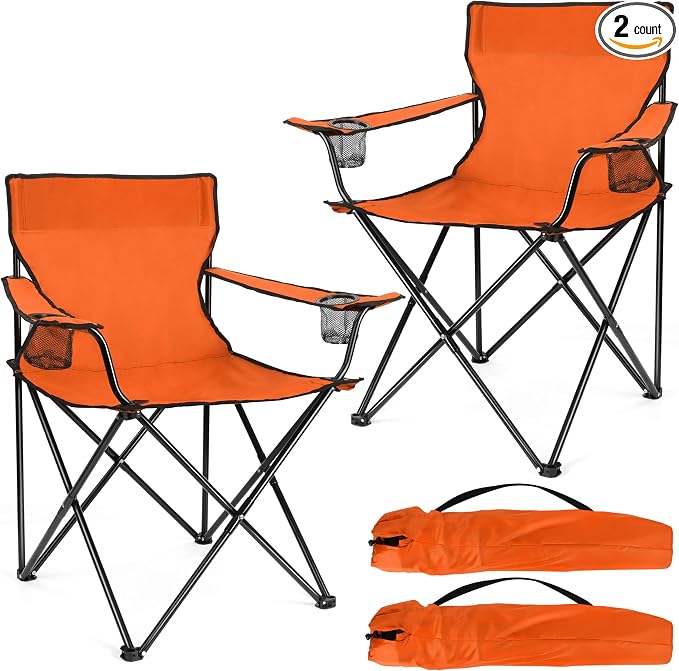 Joyfair Portable Camping Chair, Outdoor Lawn Folding Chairs for Adults, Heavy Duty Large Foldable Chairs for Beach, Fishing, Tailgating and More Outdoor Sport, Carry Bag & Cup Holder