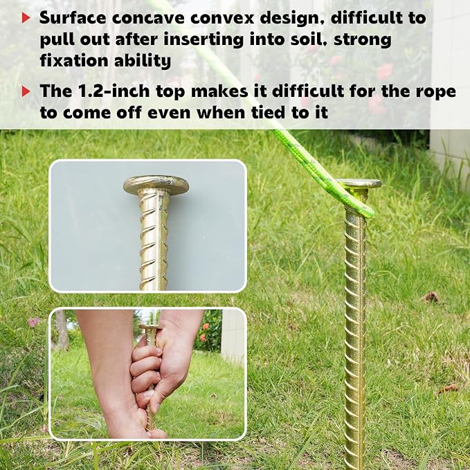 30 Inch Long Rebar Stakes - 9/16 Inch Diameter Heavy Duty Asphalt Anchors, Galvanized Steel Ground Anchor for Speed Bump, Wheel Stop, Tent and More (4 Counts)