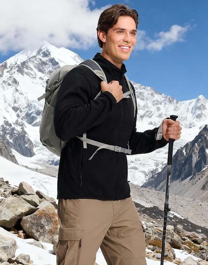 Pioneer Camp Men's Fleece Jackets Full Zip Lightweight Winter Warm with Zipper Pockets Athletic Camping Outwear Coat