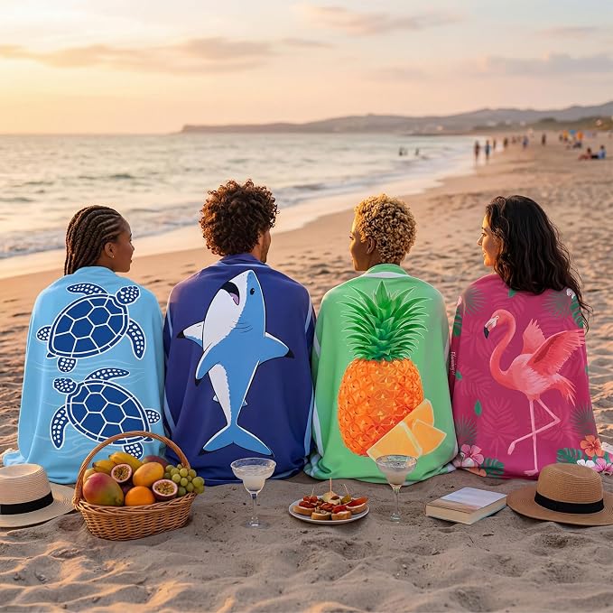 Mindsoft 6 Pcs 30"x 60" Beach Towel Yoga Towel Quick Dry Soft Microfiber Sand Free Oversized Lightweight Cute Beach Towels Bulk for Bath Camping Travel Pool Party Teacher Appreciation Gift