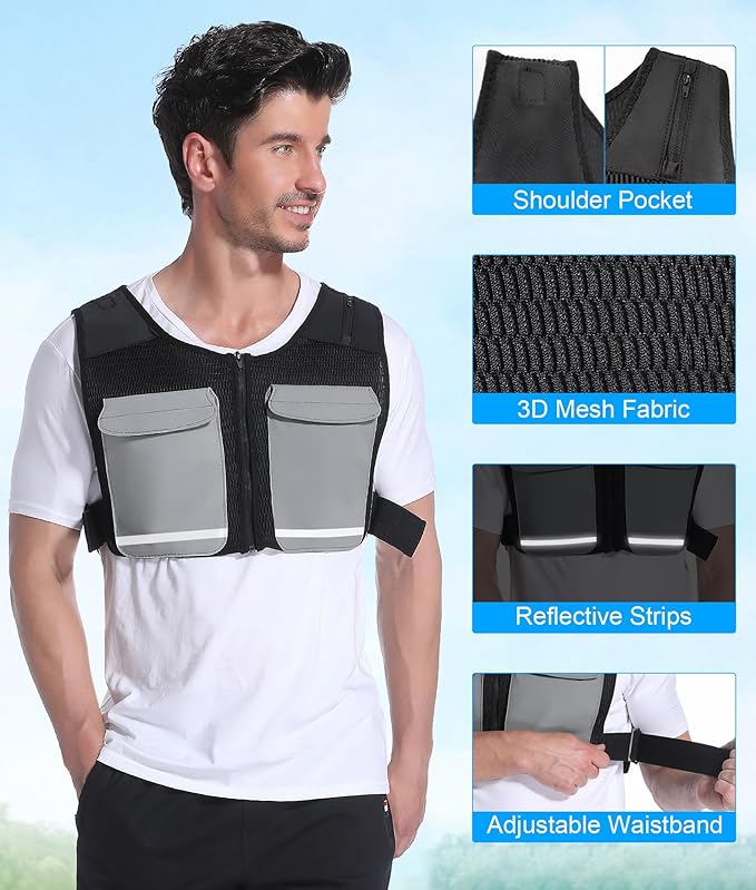 Cooling Vest for Men & Women - Ice Vest with 15pcs Ice Packs Short Cooling Jacket for Hot Weather Summer Work Sports, Adjustable & Reflective