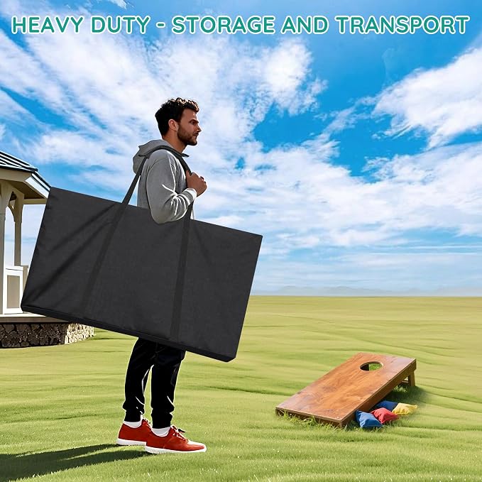 ZKOO Cornhole Carrying Case Fits 4' x 2' Regulation Size Board, Heavy-Duty 600D Cornhole Boards Bag with Extra Pockets for Cornhole Outdoor Games