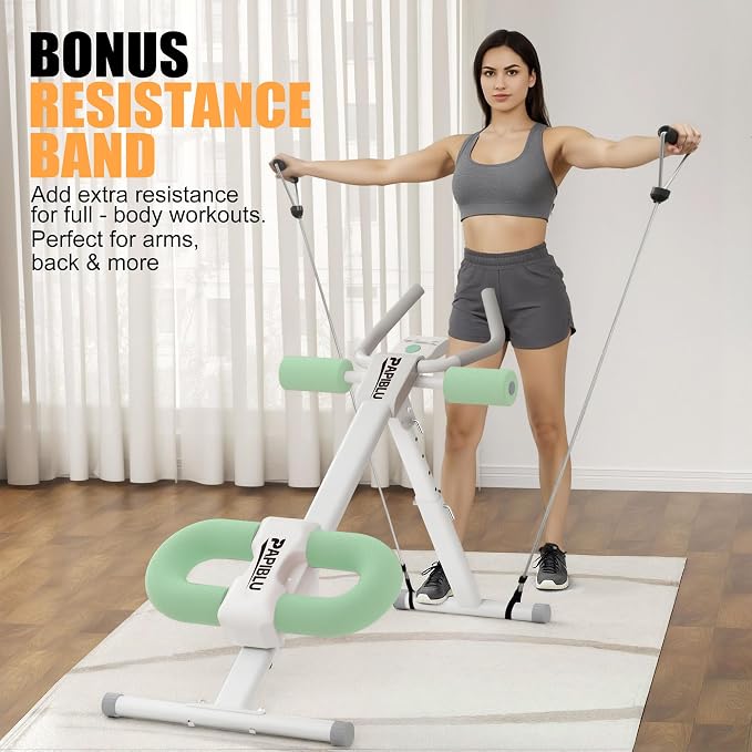 Abdominal Trainers - Adjustable Ab Trainer Machine, Foldable Abdominal Workout Equipment with Knee Protection - Home Gym Core Strength Trainer for Men & Women