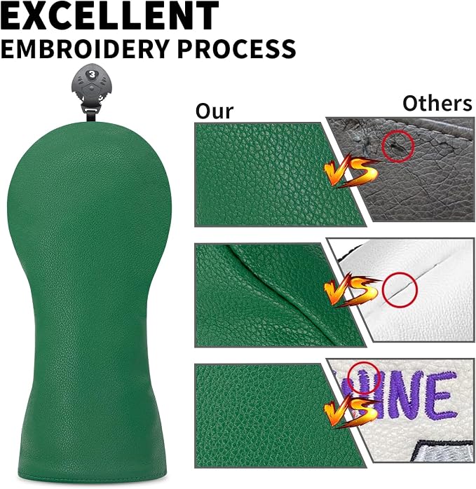 Golf Accessories Golf Club Covers for Driver, Fairway, Hybrids - Golf Driver Headcover/Golf Fairway Wood Head Cover/Hybrid Headcover for Men/Women Golfer