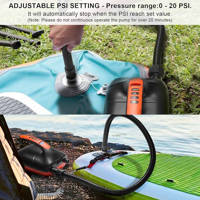 SUP Air Pump, AGPTEK Electric Air Pump 20PSI Digital Paddle Board Pump, Intelligent Dual Stage & Auto-Off Function for Easy Storage, Great for Paddle Boards, Inflatable Boats and Kayaks