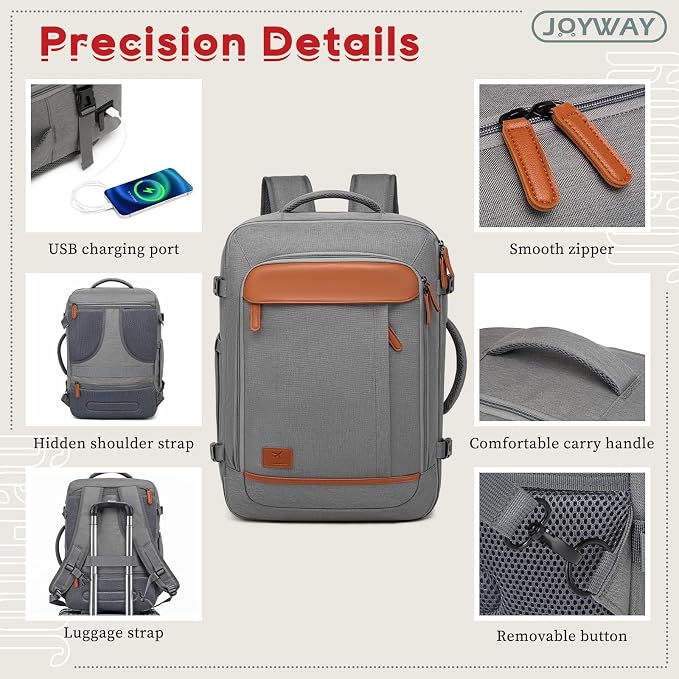 Joyway Expandable Luggage Sets 5 Piece, Lightweight Hard Shell Travel Suitcase Set with Spinner Wheels and TSA Lock, Grey