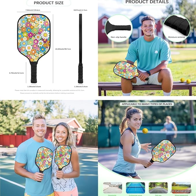 Pickleball Paddles Set 3PCS Pickleball Paddle Case Pickleball Racket Pickleball Bag Ideal for Beginners Gifts